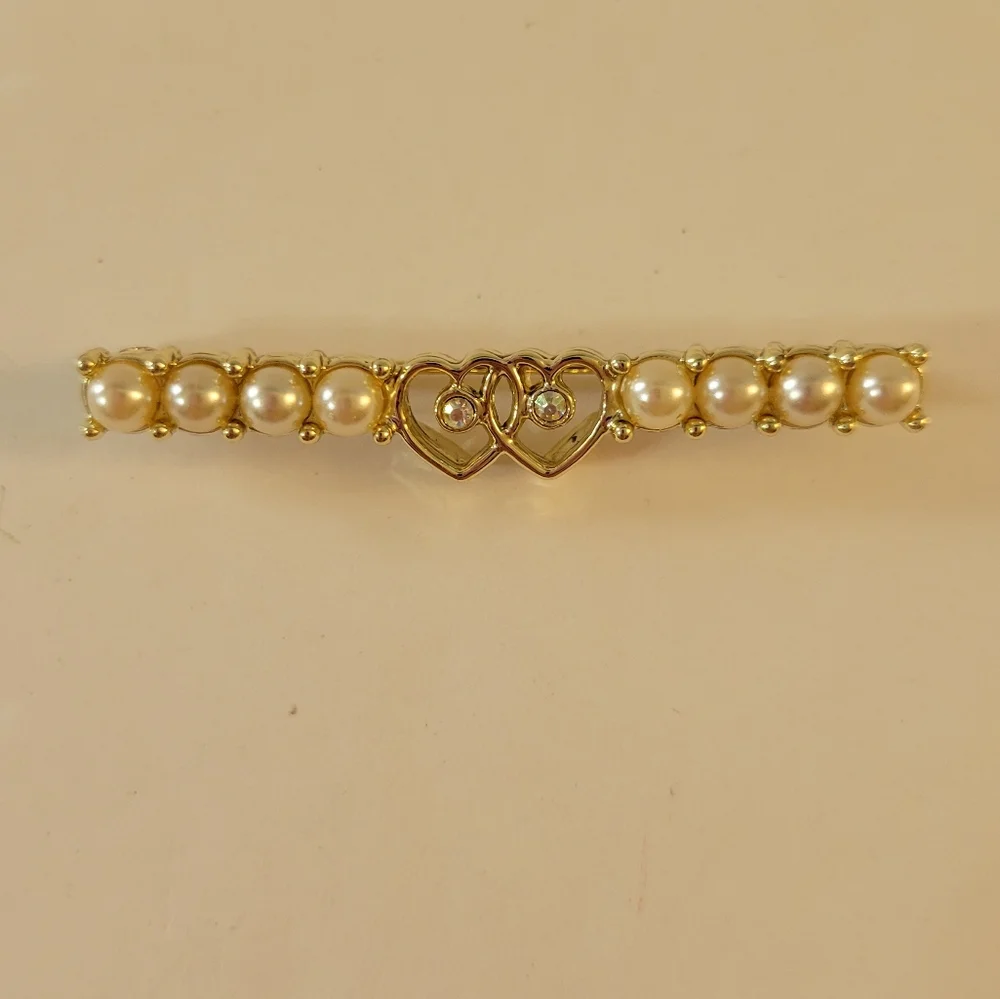 Sarah Coventry Bar Brooch Double Hearts